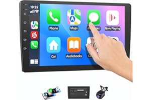 Haudio Wireless Double Din Car Stereo with Bluetooth, Wireless CarPlay and Android Auto, Backup Camera, GPS Navigation, Free APK Download and Deletion, FM, Voice Control, Mirror Link (9"-4G+64G)