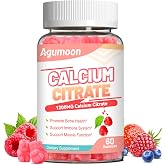 Calcium Citrate Gummies, Chewable Calcium Supplement for Women &amp; Men | Ultimate Absorption Calcium Gummies for Muscle &amp; Immune Support, Raspberry Flavor, 60 Count