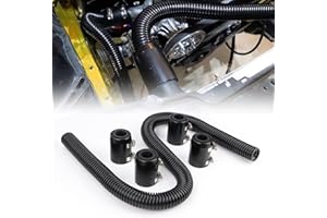 iRKY 48" Flexible Radiator Hose Stainless Steel Universal Water Hoses Adapter Coolant Radiator Hose Kit With 4Pcs Chrome Caps (8 Clamps, Black)