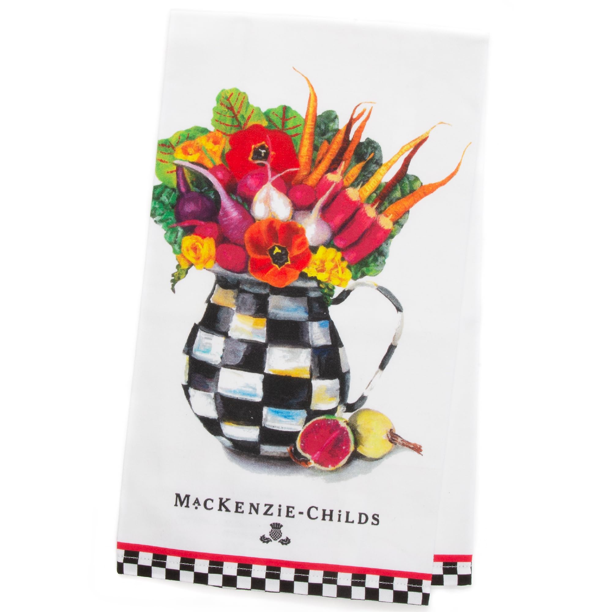 Photo 1 of MACKENZIE-CHILDS Cotton Dish Towel, Cute Decorative Kitchen Dish Towel for Cleaning and Home Decor, Set of 1, Vegetable Bouquet
