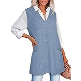 COCCKO Sweater Vest Women Sleeveless V Neck Oversized Knit Tops Tunic Dress with Pockets Fashion 2026 Spring Clothes