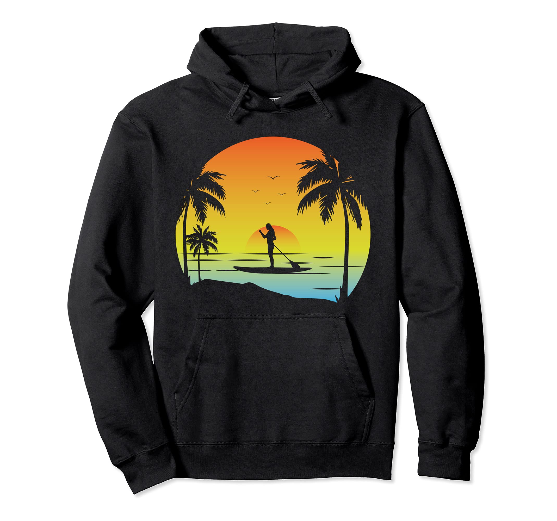 Paddleboarder Tropical Sunset Stand UP Paddling Ocean SUP Pullover Hoodie