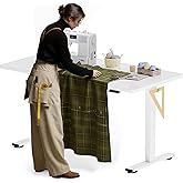FLEXISPOT Electric Adjustable Workbench, 55x28 Inches Ergonomic Worktable for Garage, Workshop, Office and Home, Spacious Desktop for Woodworking Sewing and Crafts, White, 2 Packages