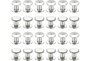 PATIKIL 24 Sets Chicago Screws, 4x6mm(DxH) Chicago Screws Phillips Binding Post Screw Bolts Leather Rivets 304 Stainless Steel Fasteners for Leather Belt Scrapbook Photo Albums, Silver