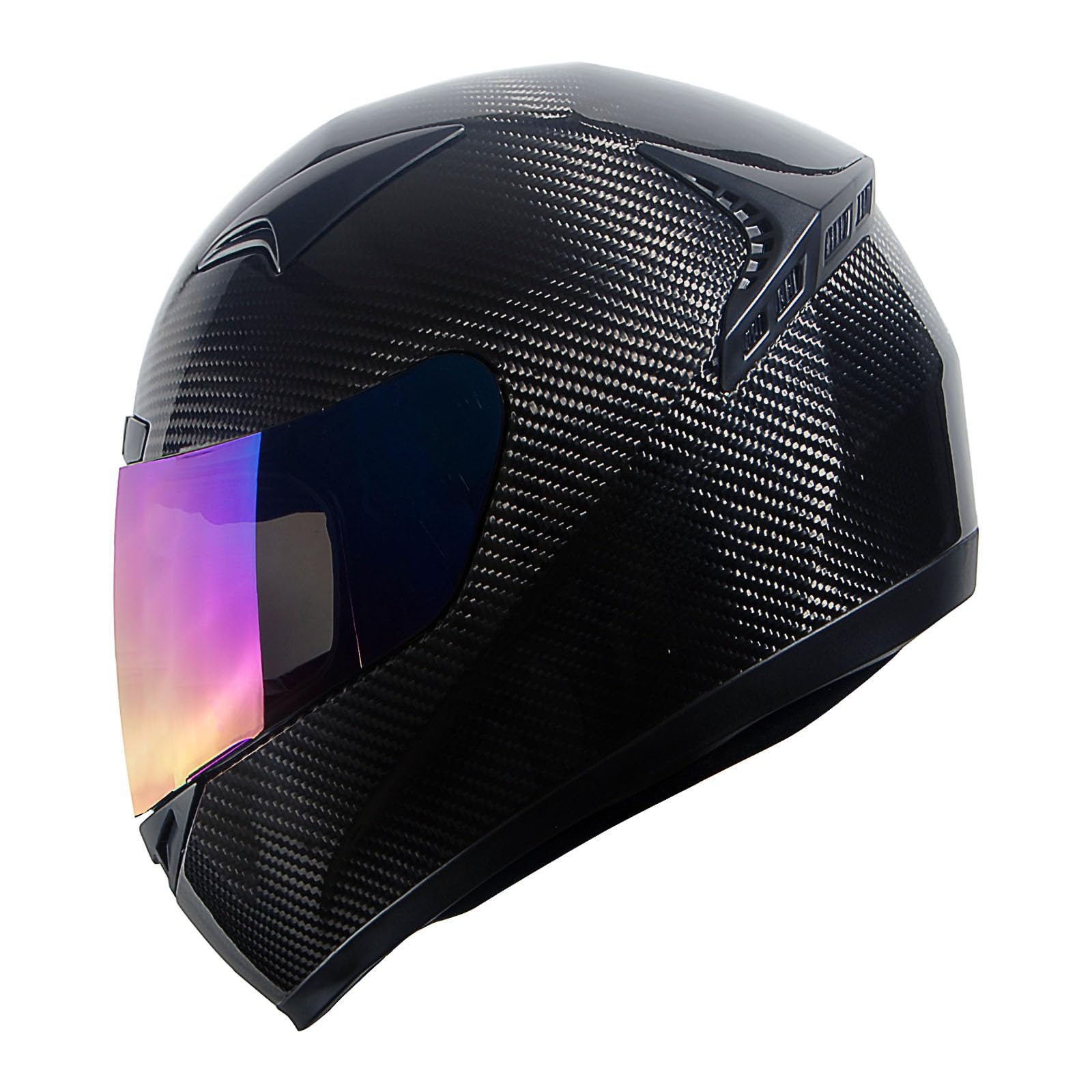 Genuine Carbon Fiber Motorcycle Street Bike Full Face Helmet Black