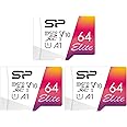 Silicon Power 3-Pack 64GB Elite UHS-I Micro SDXC Memory Card with SD Adapter