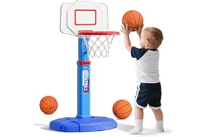 HYES Toddler Basketball Hoop, Adjustable Height Indoor Basketball Hoop for Kids 1-3, Foldable Mini Basketball Goal with 3 Balls, Outdoor Poolside Sport Toy, Birthday for Baby Boys Girls