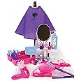 Sophia's Hair Salon Complete 30 Piece Set with Styling Tools, Hair Ties, Brush, Mirror, Blow Dryer, Salon Cape and More for 18" Dolls, Pink/Purple