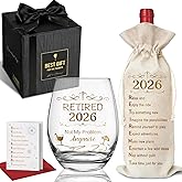 QHLLWT Retirement Wine Glass Gift for Women - Not My Problem Anymore 15oz Funny Wine Glass and wine Bag Set 2026 Edition, Best Retired Present for Friends Coworkers Boss Teachers Nurses Doctors -6