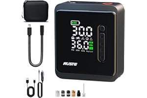 NUSTE Tire Inflator Portable Air Compressor, 25000mAh & 12V DC Air Pump for Car Tires, 150PSI Portable Tire Inflator for Car, Bike Tire Pump with Pressure Gauge, LCD Dual Screen, Motorcycle Ball Pump