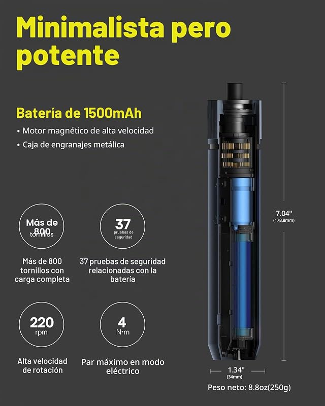 Juego de Destornilladores Eléctricos, 3.6V con 25 Puntas, Carga USB-C