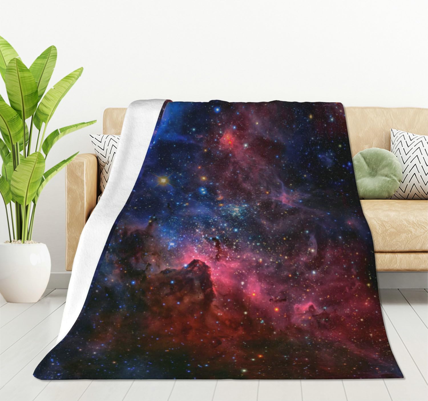 HGOD DESIGNS Galaxy Fleece Throw Blanket Ultra Soft Cozy Blooming Decorative Flannel Blanket All Season for Home Couch Bed Chair Travel 100x130cm