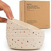 Nook Theory 4 Pack Bamboo Bowls - 18 Oz Reusable Toddler and Kids Bowl, Dishwasher Safe - Not Microwavable Bamboo Dishes (Confetti)
