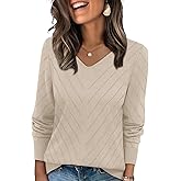 WIHOLL Sweaters for Women V Neck Casual Knit Long Sleeve Tops Lightweight Pullover Clothes Fall Fashion Outfits 2026