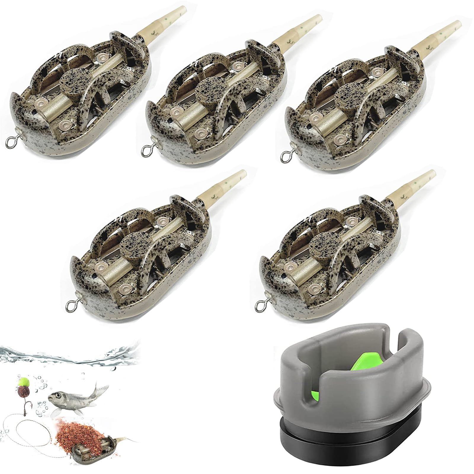 Funmo 6 Pcs Fishing Feeders - Quick Release & Inline Method, 20g-60g Weights