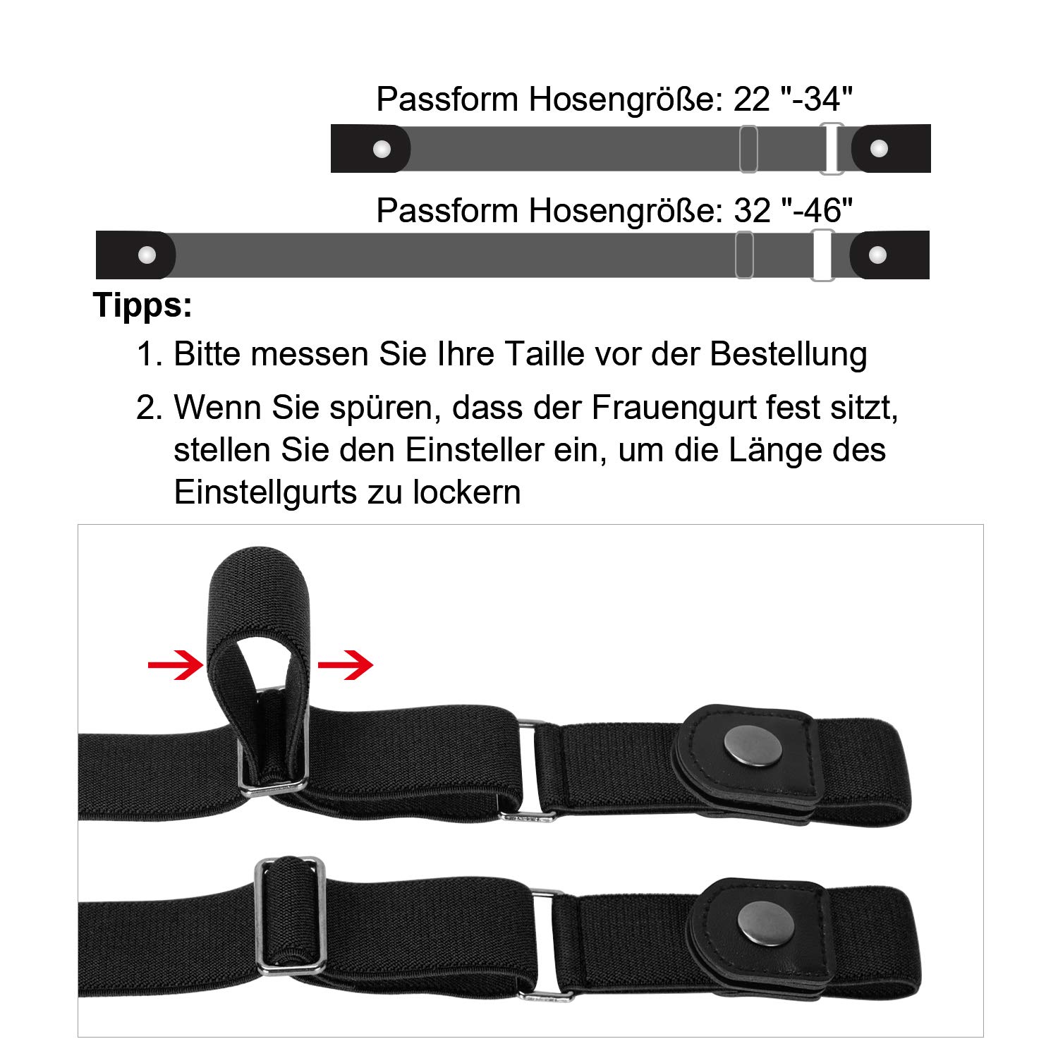 XZQTIVE Unsichtbarer Gürtel-schnallenloser Gürtel ohne Schnalle Damen Mens Buckle Komfortable elastische Gürtel Jeans Hosen Einstellbar Taille Gürtel,Q Black,for 60-85cm