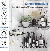 IMURZ Corner Shower Caddy 3 Pack Adhesive No Drilling Black Bathroom Shelves view 2