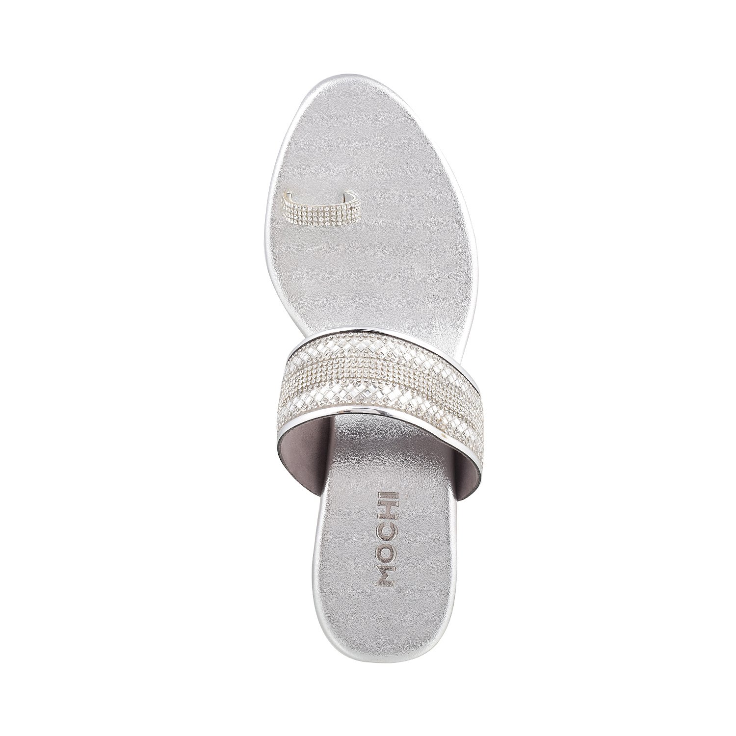 mochi women silver synthetic sandals (35-3115)