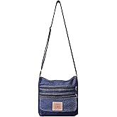 Bijoux de Ja Dark Blue Denim Jeans Canvas Zipper Crossbody Messenger Shoulder Bag Sac Pouch Purse Handbag for Unisex