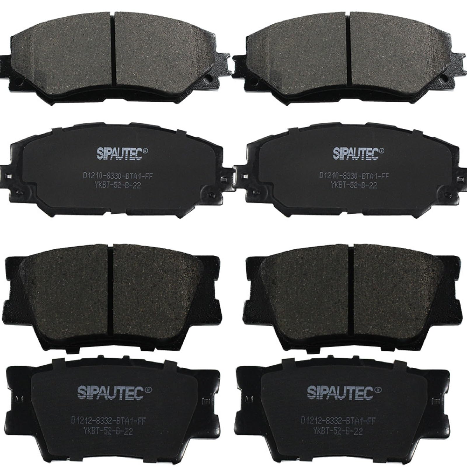 SIPAUTEC-8pcs Front and Rear Carbon Fiber Ceramic