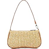 SLYCFlooks Straw Shoulder Bag for Women Bohemian Summer Beach Straw Purse Zipper Underarm Shoulder Handbag Clutch Wallet