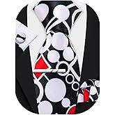 Barry.Wang Men Silk Fun Tie Set Designer Necktie with Tie Clip Pocket Square Cufflinks Wedding Halloween Party Festival