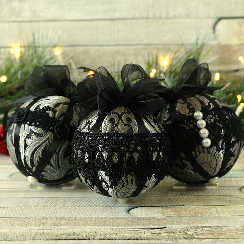 25 creative christmas cards Black Christmas Baubles, Christmas Tree Decorations, Vintage Style Christmas Gift for Her, Xmas