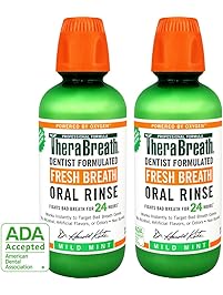 TheraBreath &ndash; Fresh Breath Oral Rinse &ndash; Dentist Formulated &ndash; Stops Bad Breath &ndash; No Artificial Flavors &ndash; Gluten Free &ndash; Certified Kosher &ndash; Mild Mint Flavor &ndash; 16 Ounces &ndash; Two-Pack