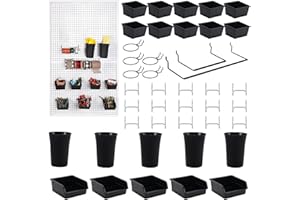 Kruodop 42 Pack Pegboard Organizer Accessories Kit with Storage Bins, Tool Cups, Hooks & Baskets - Heavy-Duty Workbench Organization System for Containers, Holders, Tools & Work Supplies