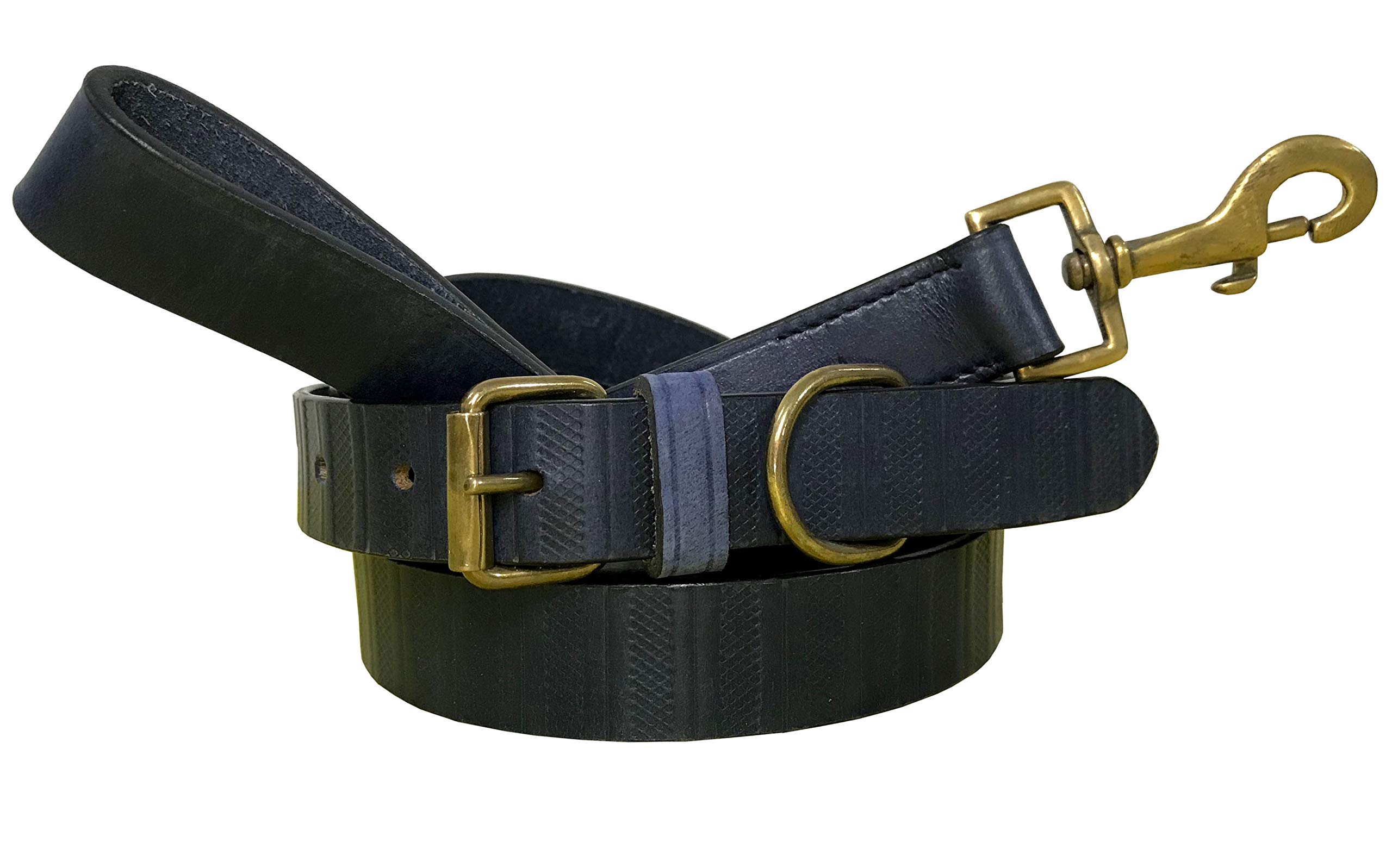 BRADLEY CROMPTON Genuine Leather Matching Pair Dog Collar and Lead Set M