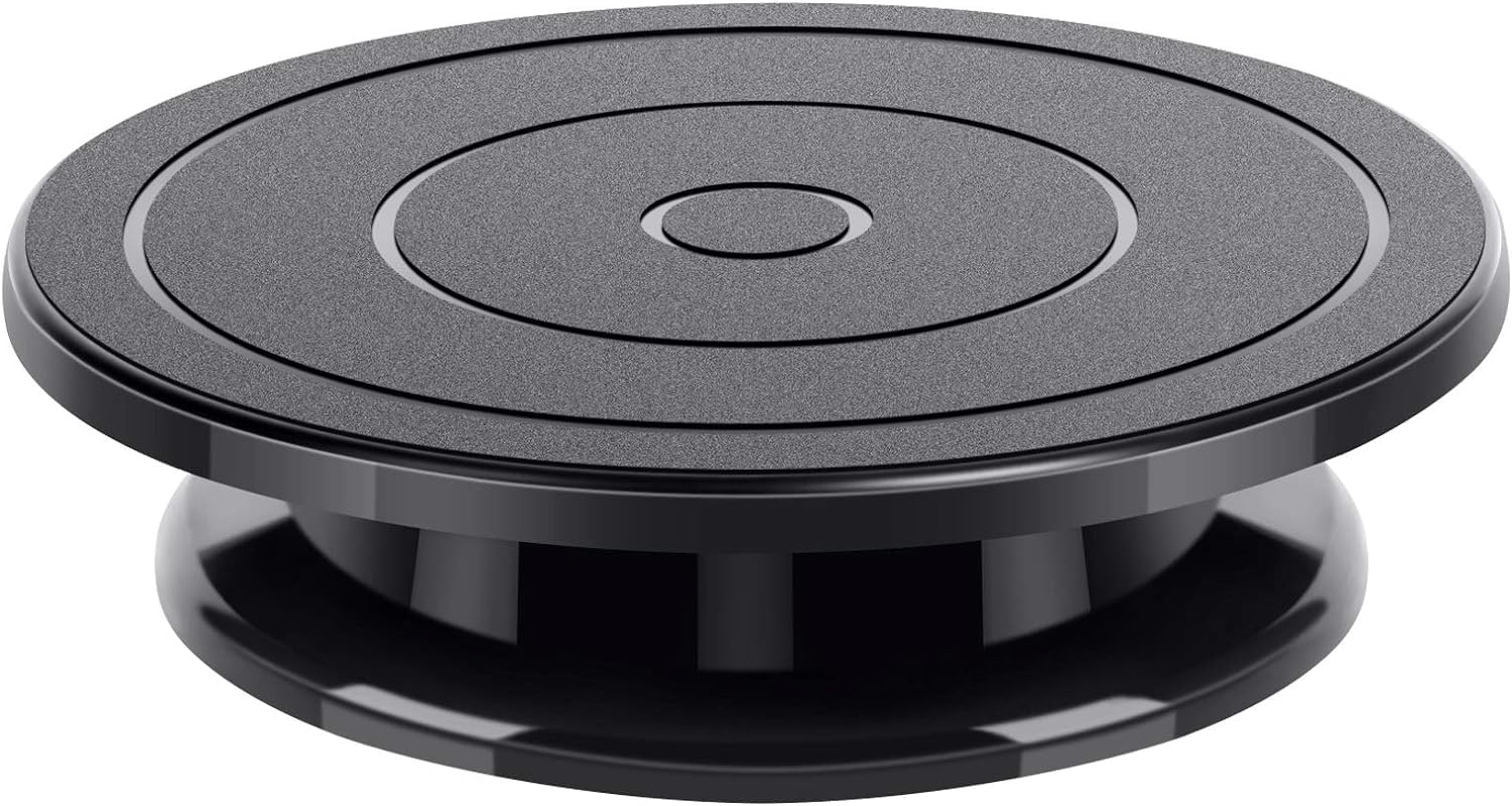 Photo 1 of 11 Inch Rotate Turntable Sculpting Wheel Revolving Cake Turntable Black Painting Turn Table Lightweight Stand for Paint Spraying Spinner, Cake Decorating, Displaying Item (Black)