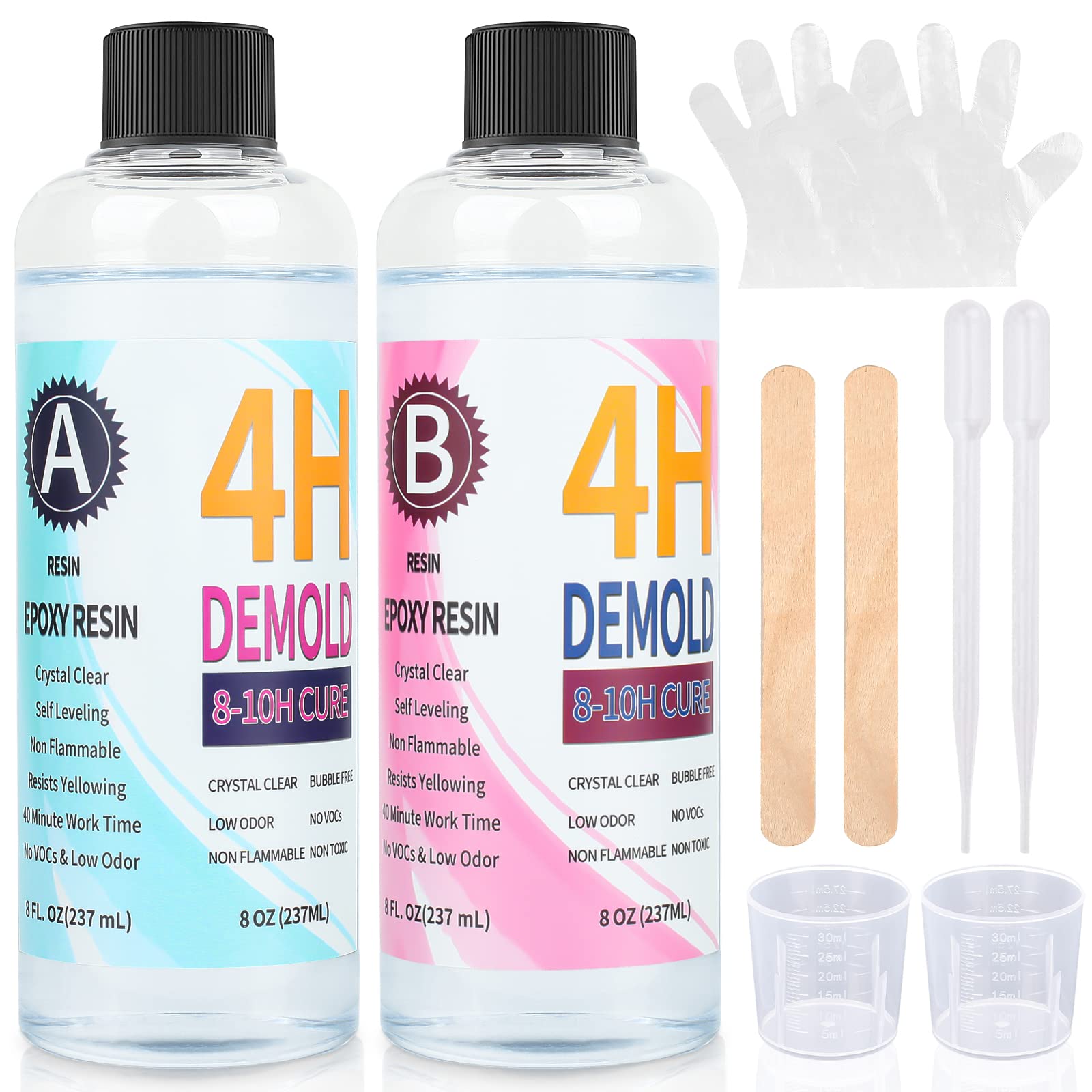 IModeur 16oz Crystal Clear Epoxy Resin Kit - No Yellowing, No Bubble, UV Resistant for Beginners - 8oz Each of Resin and Hardener for Jewelry, Art Crafts, Casting