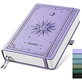 EMSHOI Lined Journal Notebook - 320 Numbered Pages, 100gsm Thick Journals, A5 Hardcover Leather College Ruled Notebooks for Women Men School Work Writing Note Taking, 5.75 x 8.38-Light Purple