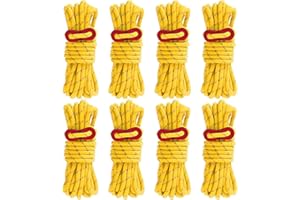 Smithok 8 Pack 4mm Guy Lines Ultralight Tent Cords with Aluminum Adjuster Tensioner Outdoor Camping Guylines Ropes for Tent Tarp,Climbing,Hiking Backpacking (Yellow)