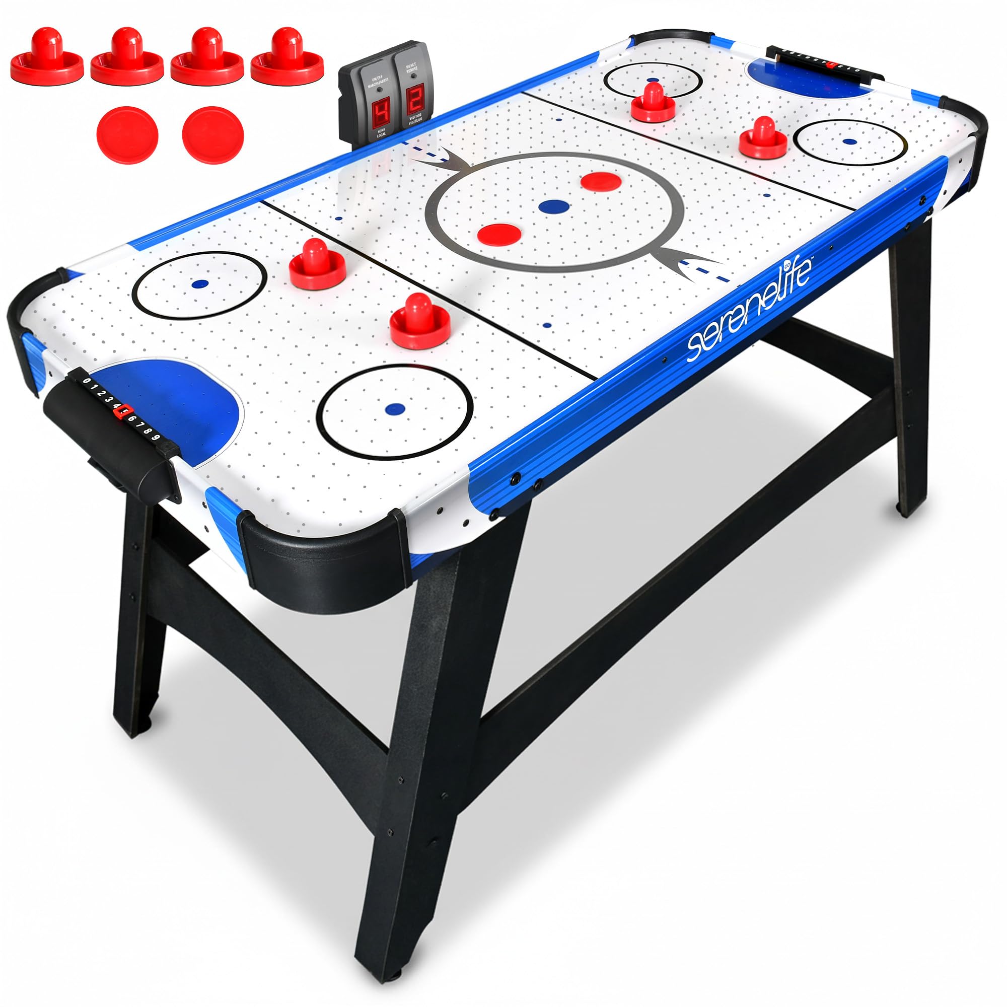 Photo 1 of ***FACTORY SEALED*** SereneLife Powered Air Hockey Table, 4.5 ft 54’’ Sports Arcade Games, with Complete Accessories, Digital LED Scoreboard, Built in Score Tracker, Perfect for Adults and Kids, Home Game Room