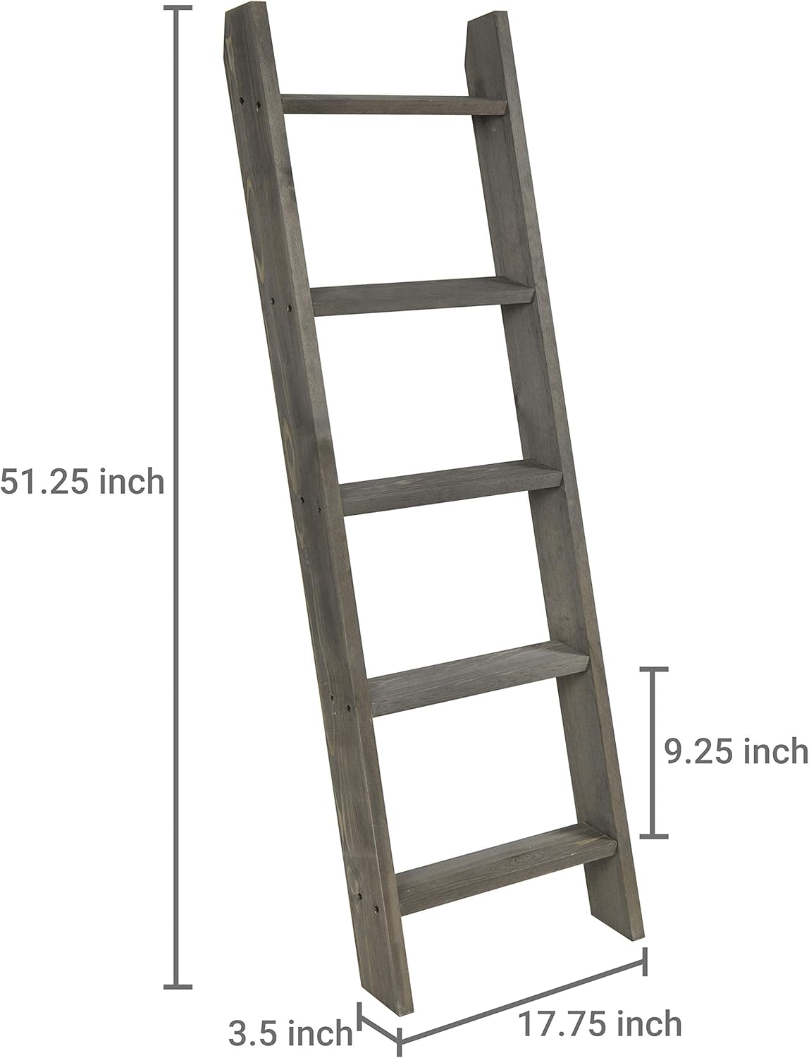 MyGift 4.5 ft Wall Leaning Ladder-Style Vintage Grey Wood Blanket Rack: Home & Kitchen