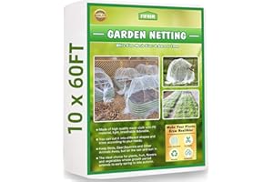 FIFNIM 10x60FT Garden Netting,Fine Garden Mesh Netting Protection Reusable Plant Garden Bed Row Cover Nylon Net Fabric for Vegetables Plants Fruit Trees Flowers
