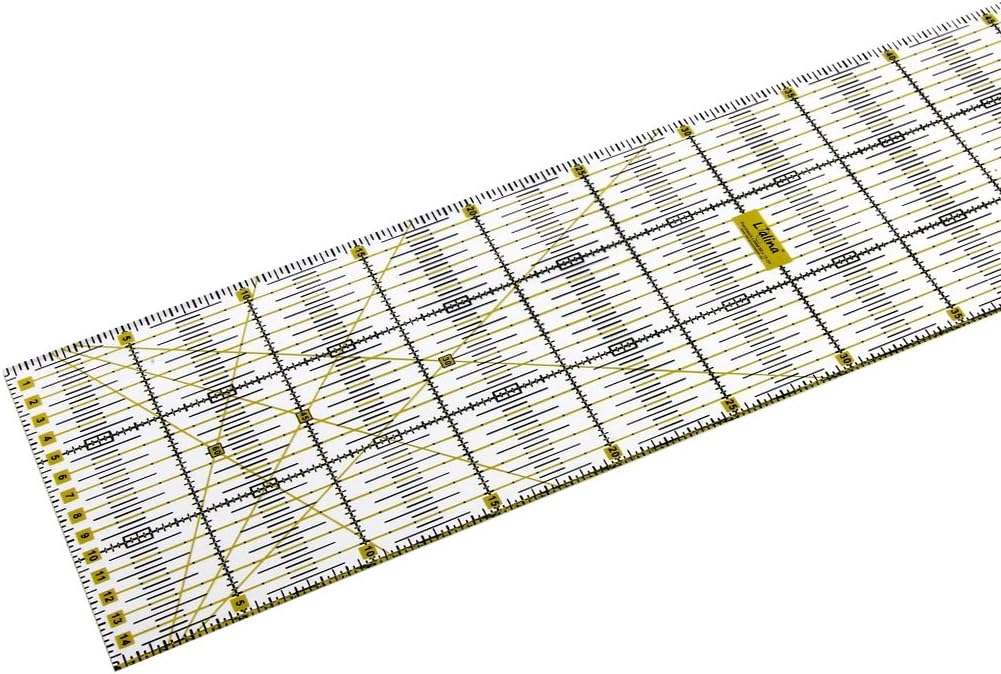 Hiskøl Transparent universal patchwork ruler with lines grid, degrees angle dimensions, paper and fabric cut exactly…