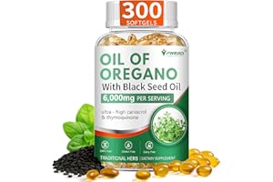 PWERD 300 Softgels Wild Oregano Oil Capsules Organic Pills of Oregano Softgels Capsules Organic with Black Seed Oil