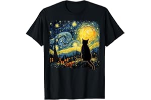 FUNNY STARRY NIGHT CAT LOVER GIFTS GRAPHIC TEES Cat Starry Night Van Gogh Cat For Cat Lover Cat Mom Cat Dad T-Shirt