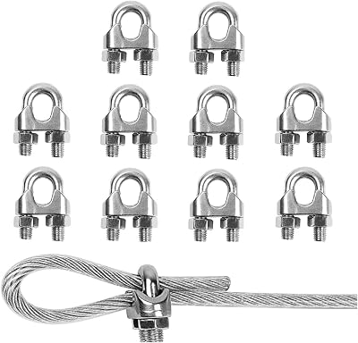 TERF 10 Pcs Wire Rope Clip Clamps M6 for 6mm Rope Galvanized Steel U-Bolt Saddle