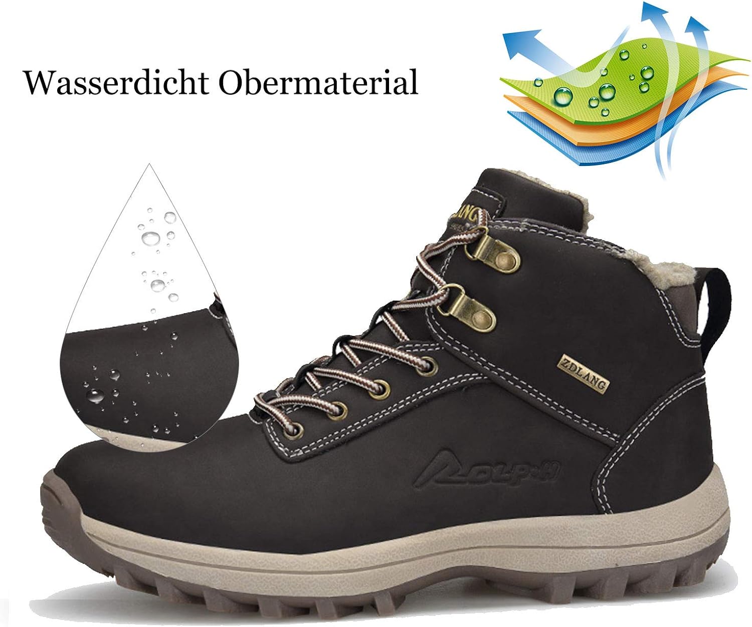 Nasonberg Herren High Top Sneakers wasserdichte Warm Gefütterte Winterschuhe Stiefel für Männer ...
