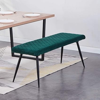 Ainpecca Green Dining Bench Soft Velvet Upholstered Seat With Metal Legs Lounge Stool Doorway Stool Green Velvet 1 Amazon Co Uk Kitchen Home