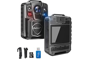 ONCHEER 1296P Patrol Sport Body Camera, Video Recorder Cams with 64G SD Card, Shoulder & Waist Clip, Infrared Night Vision Bodycam, 12H Continous Record for Police Security Guards Sporting Trip
