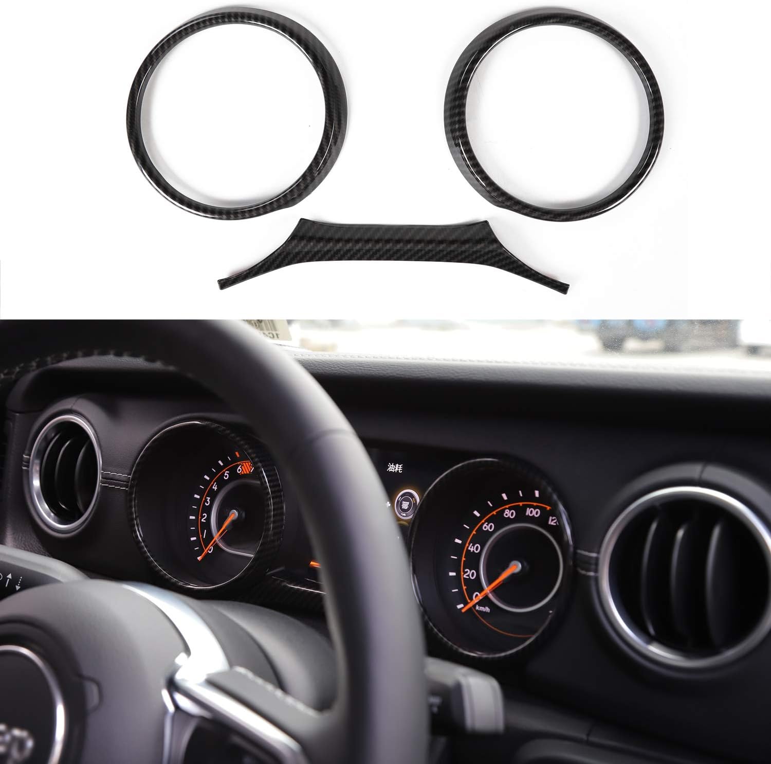 Carbon Fiber Interior Dashboard Cover ABS Dash Board Panel Trim Frame Bezel for 2018 JL Jeep Wrangler