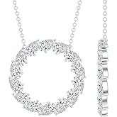Rosec Jewels Certified 2.6 Carat Moissanite Eternity Necklace in Silver, D-Vs1 Quality, Moissanite Circle Necklace - Gift For Women