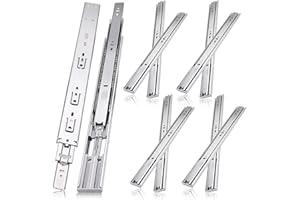 JI2OOYI 18 inch Drawer Slides 4 Pairs (8pcs) Soft Close 3 fold Full Extension Side Mount Cabinet Drawer Glides 18" Silver Cabinet Rails for Dresser, Cabinet, Kitchen 100 LB Capacity
