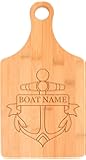Customized Boating Gift Nautical Boat Name Anchor Personalized Paddle Shaped Bamboo Cutting Board