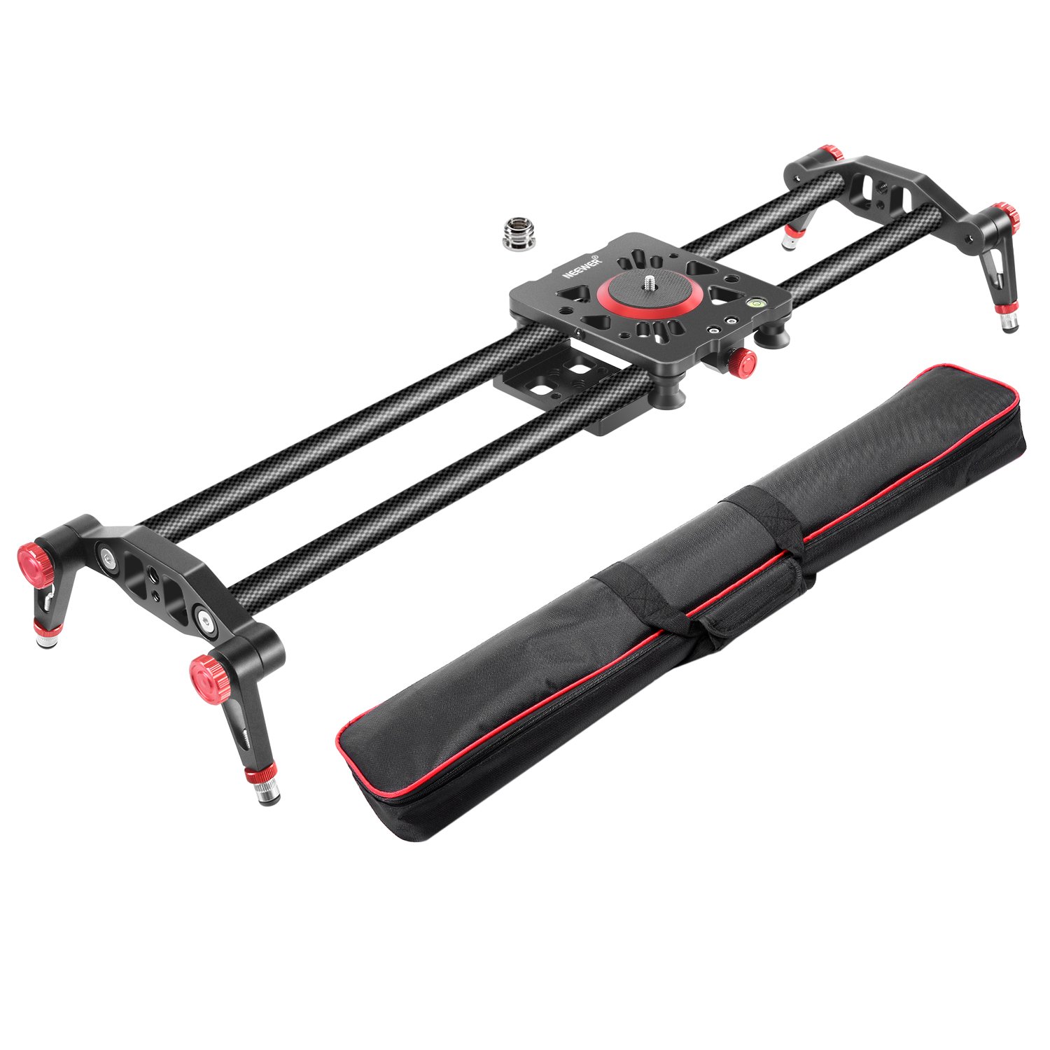 Neewer 31.5 inches/80 Centimeters Carbon Fiber Camera Track Slider Video Stabilizer Rail with 6 Bearings for DSLR Camera DV Video Camcorder Film Photography, Load up to 17.5 pounds/8 kilograms (Red)