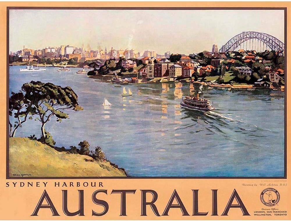 Wee Blue Coo Travel Tourism Sydney Australia Harbour Bridge Art Print Poster Wall Decor 12X16 Inch